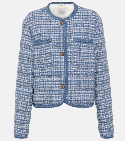 Shop Moncler Eliadi Cotton-blend Down Jacket In Blue