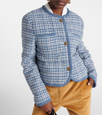 Shop Moncler Eliadi Cotton-blend Down Jacket In Blue