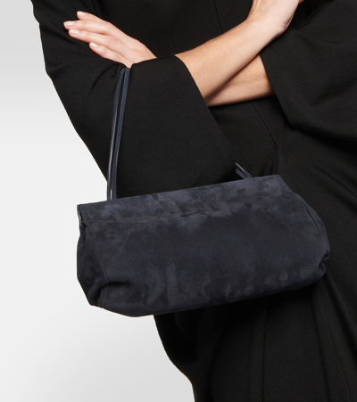 Shop The Row Abby Small Suede Shoulder Bag In Blue