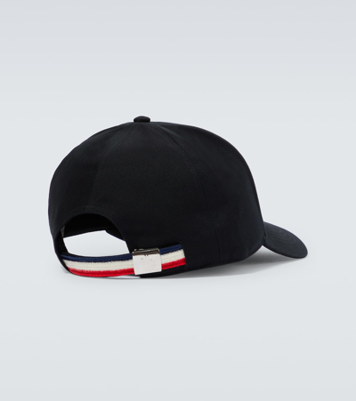 Shop Moncler Cotton Baseball Cap In Black