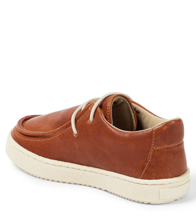 Shop Pèpè Dash Leather Sneakers In Brown