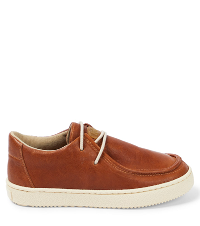 Shop Pèpè Dash Leather Sneakers In Brown