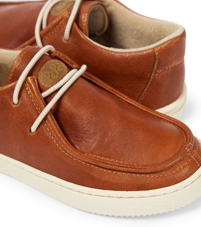 Shop Pèpè Dash Leather Sneakers In Brown