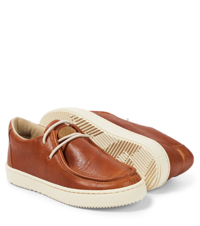 Shop Pèpè Dash Leather Sneakers In Brown