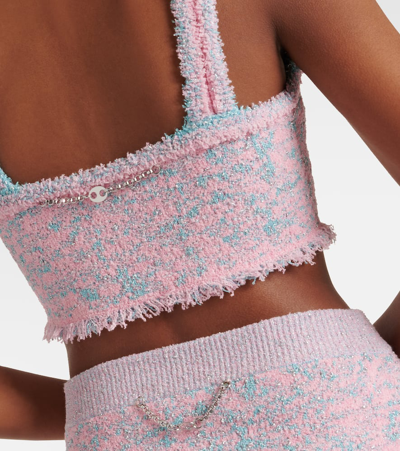 Shop Rabanne Tweed Crop Top In Pink