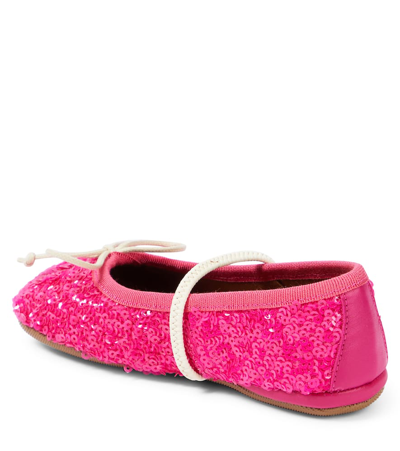 Shop Pèpè Paillettes Sequined Ballet Flats In Pink