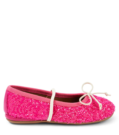 Shop Pèpè Paillettes Sequined Ballet Flats In Pink