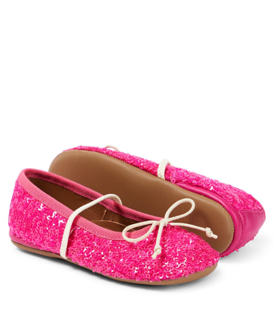 Shop Pèpè Paillettes Sequined Ballet Flats In Pink