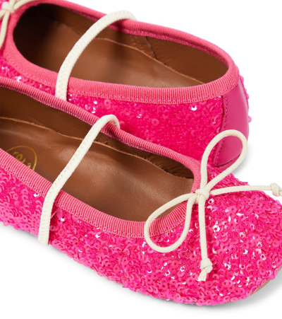 Shop Pèpè Paillettes Sequined Ballet Flats In Pink
