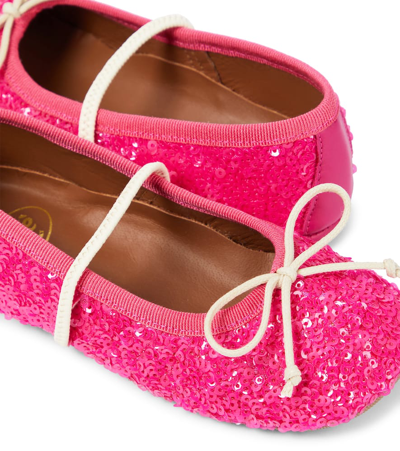 Pèpè Paillettes Sequined Ballet Flats In Pink