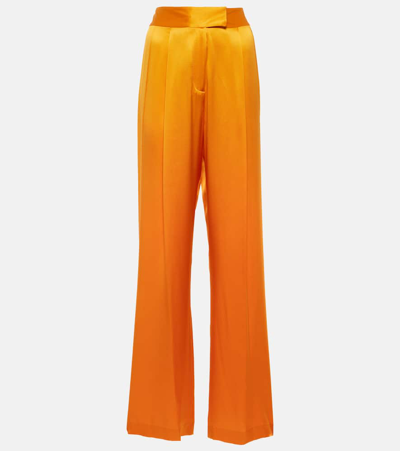 Shop The Sei High-rise Silk Wide-leg Pants In Orange