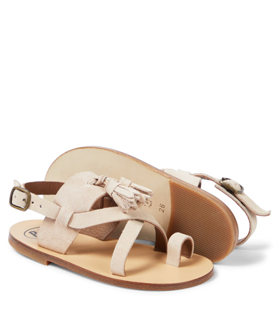 Shop Pèpè Scamosciato Fringed Suede Sandals In Beige