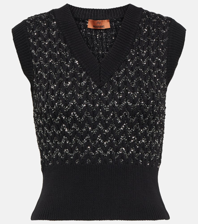 Shop Missoni Metallic Cable-knit Sweater Vest In Black