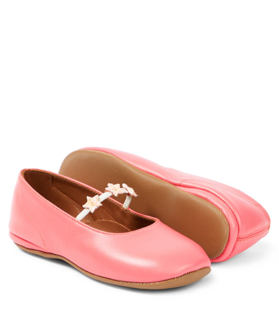 Shop Pèpè Goteborg Appliqué Leather Ballet Flats In Pink