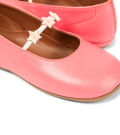 Pèpè Goteborg Appliqué Leather Ballet Flats In Pink