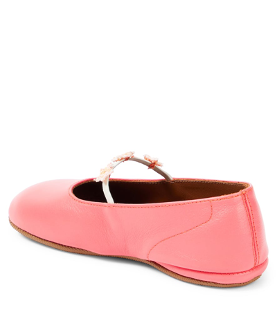 Pèpè Goteborg Appliqué Leather Ballet Flats In Pink