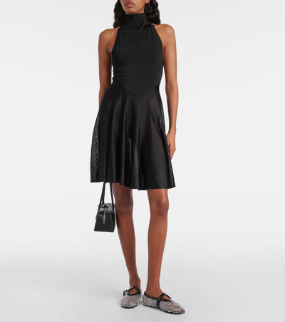 Shop Alaïa Jersey And Mesh Minidress In Black