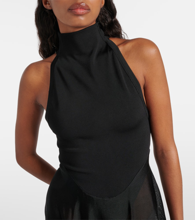 Alaïa Jersey And Mesh Minidress In Black