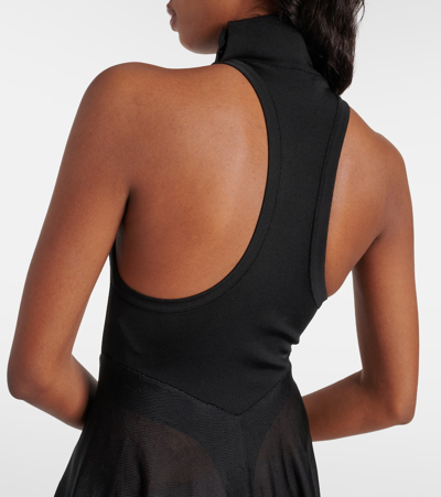 Alaïa Jersey And Mesh Minidress In Black