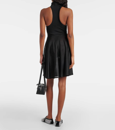 Shop Alaïa Jersey And Mesh Minidress In Black