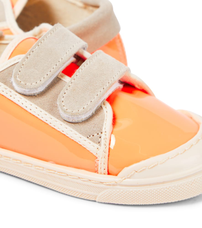 Shop Pèpè Patent Leather Sneakers In Orange