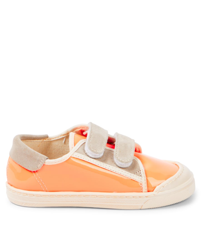 Shop Pèpè Patent Leather Sneakers In Orange