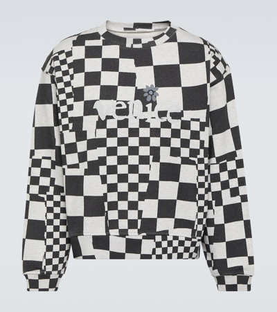 Shop Erl Checked Cotton Jersey Sweatshirt In Multicoloured