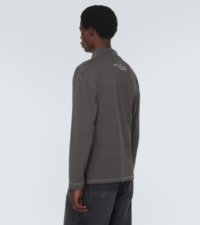 Erl Brushed Cotton Mock-neck Sweatshirt With Contrasting Print In Multicoloured