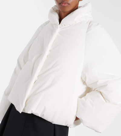 Fforme Nola Cropped Hooded Shell Down Jacket In White