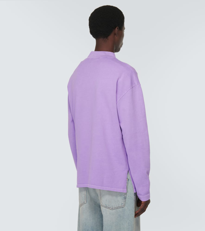Shop Erl Appliqué Cotton Jersey Sweatshirt In Purple