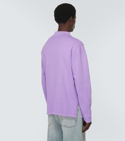 Erl Solid Color Mock-neck Sweatshirt With Contrasting Patches In Purple