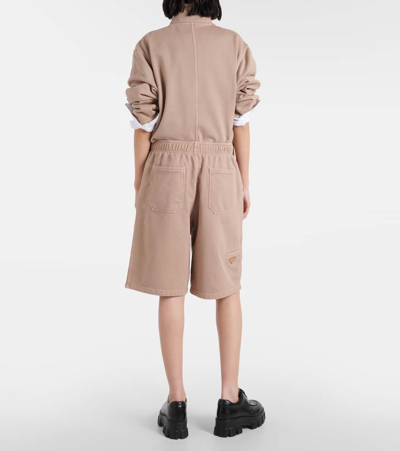 Prada Cotton Bermuda Shorts In Beige