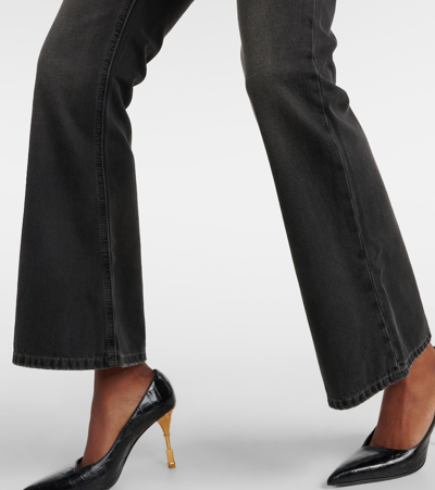 Balmain Logo-embroidered Whiskering-detail Bootcut Jeans In Noir Delave