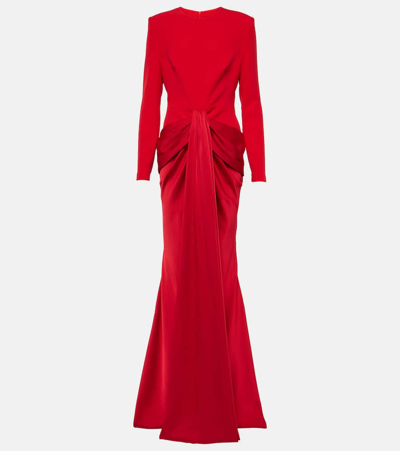 Shop Safiyaa Naira Draped Crêpe Gown In Cherry Red