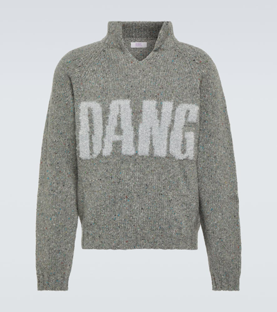 Erl Intarsia Wool-blend Sweater In Grey Melange
