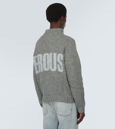 Erl Intarsia Wool-blend Sweater In Grey Melange