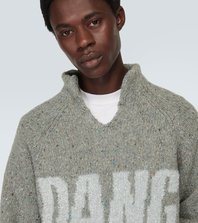 Erl Intarsia Wool-blend Sweater In Grey Melange