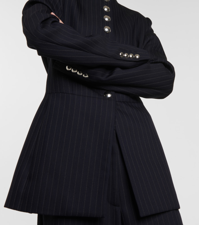 Khaite The Samuel Pinstriped Jacket In Navy White