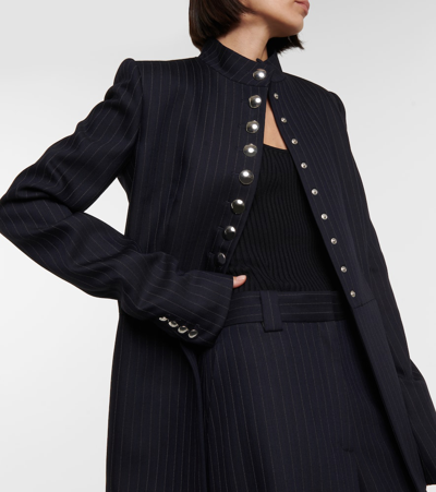 Khaite The Samuel Pinstriped Jacket In Navy White