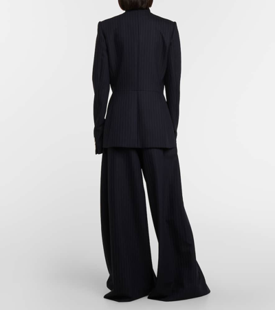 Khaite The Samuel Pinstriped Jacket In Navy White