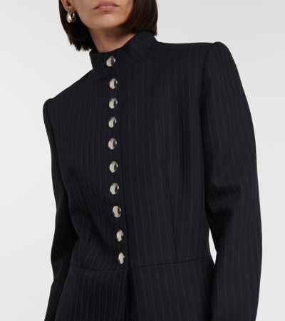 Shop Khaite Samuel Chalk Stripe Wool-blend Jacket In Navy White