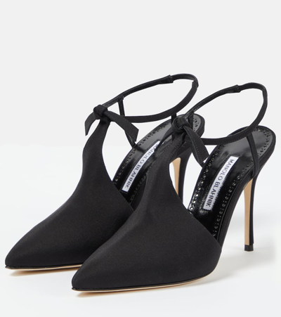 Shop Manolo Blahnik Horna 105 Bow-detail Slingback Pumps In Black