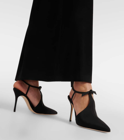 Shop Manolo Blahnik Horna 105 Bow-detail Slingback Pumps In Black