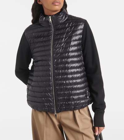 Shop Moncler Down-filled Padded Cardigan In Black