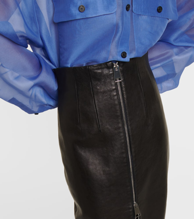 Shop Khaite Ruddy High-rise Leather Maxi Skirt In Black