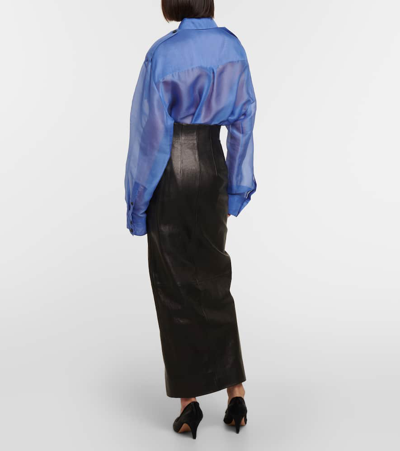 Shop Khaite Ruddy High-rise Leather Maxi Skirt In Black