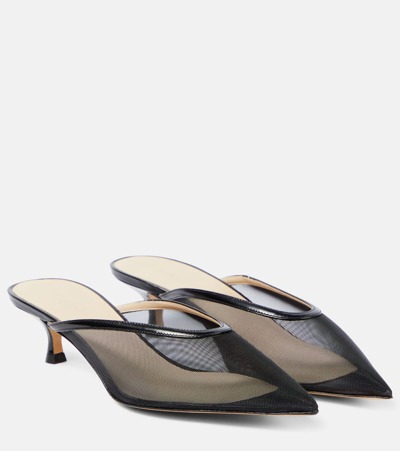 Shop Le Monde Beryl Le Monde Béryl Venetian Mesh Mules In Black Mesh