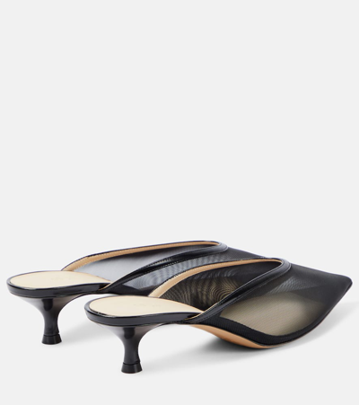 Le Monde Beryl Venetian Mesh Mules In Black Mesh