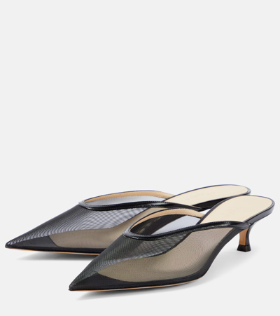 Le Monde Beryl Venetian Mesh Mules In Black Mesh