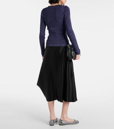 Shop Loewe Anagram Ribbed-knit Top In Dark Blue
